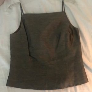 Ann Taylor linen sleeveless blouse olive